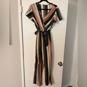 Striped Jumpsuit with Belt